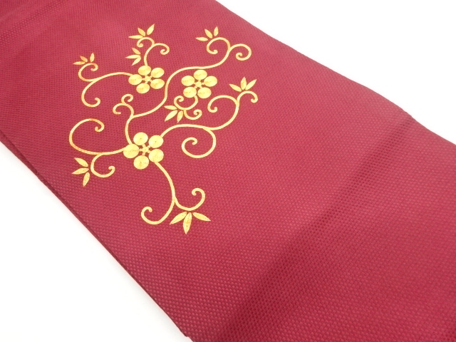 金駒刺繍花唐草模様名古屋帯